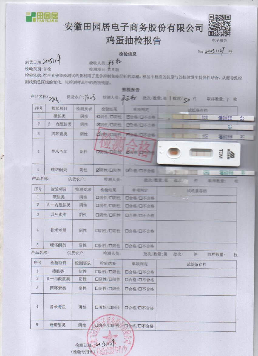 2025年11月29号鲜鸡蛋检测报告